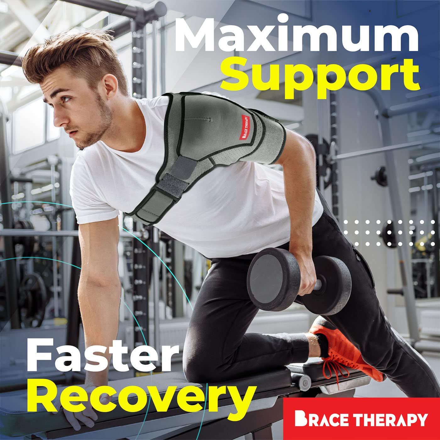 Shoulder Compression Brace with Pressure Pad - Adjustable Neoprene Support for Shoulder Pain Relief, Rotator Cuff, Frozen Shoulder, Sports & Injury Recovery, Left or Right Arm, 1 Pack