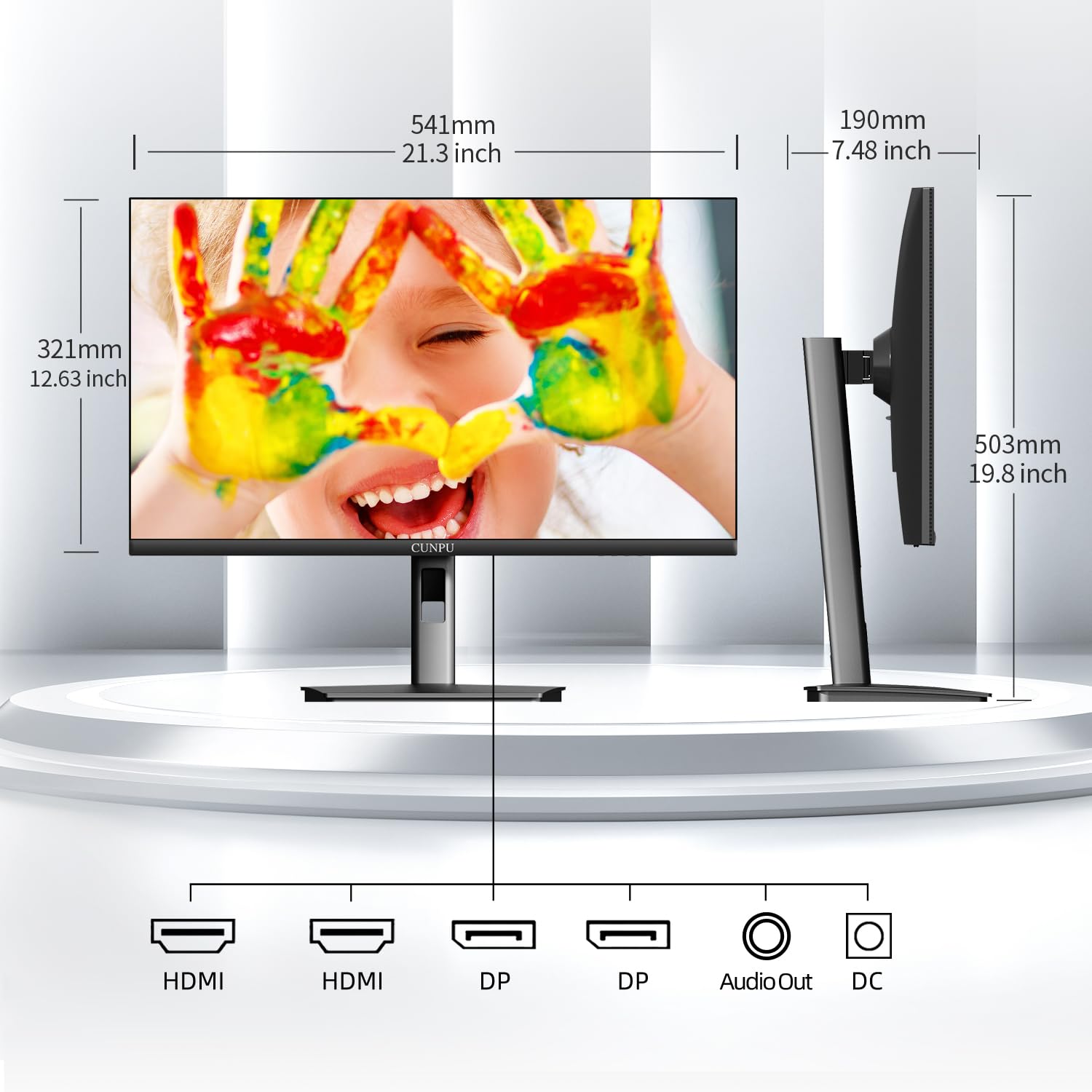 CUNPU - 61 cm (24 Zoll) 4K-Computermonitor, UHD (3840 x 2160), IPS-Panel für Foto- und Videobearbeitung, ΔE < 2, 185 PPI, DCI-P3 100 %, 1,07 B + Farben, HDR10, VESA, höhenverstellbar, vertikal