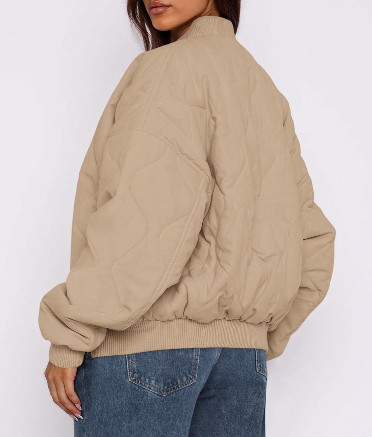 PRETTYGARDEN Women's Quilted Bomber Jacket Fall Fashion 2026 Lightweight Cropped Zip up Outerwear Winter Puffer Coats Pockets - Image 4