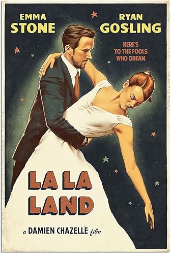 BNvxr Póster de la película Lala Land, Ryan Gosling Dancing Retro Funny Vintage Poster Art Art Art Impreso Arte, Pósters para dormitorio, decoración