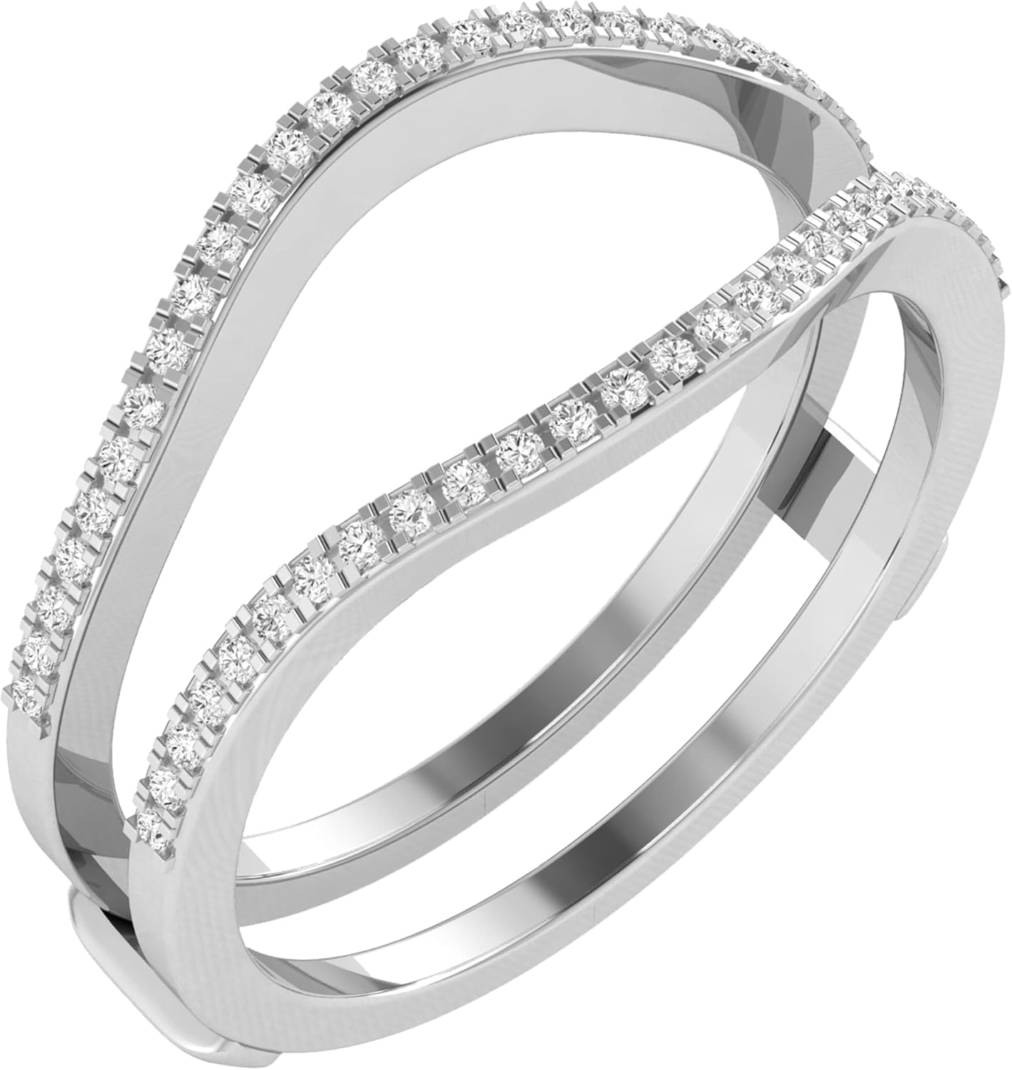 Dazzlingrock Collection Round Diamond Double Guard Wedding Band Enhancer Ring for Women (0.15 ctw, Color I-J, Clarity I1-I3) in Solid Gold