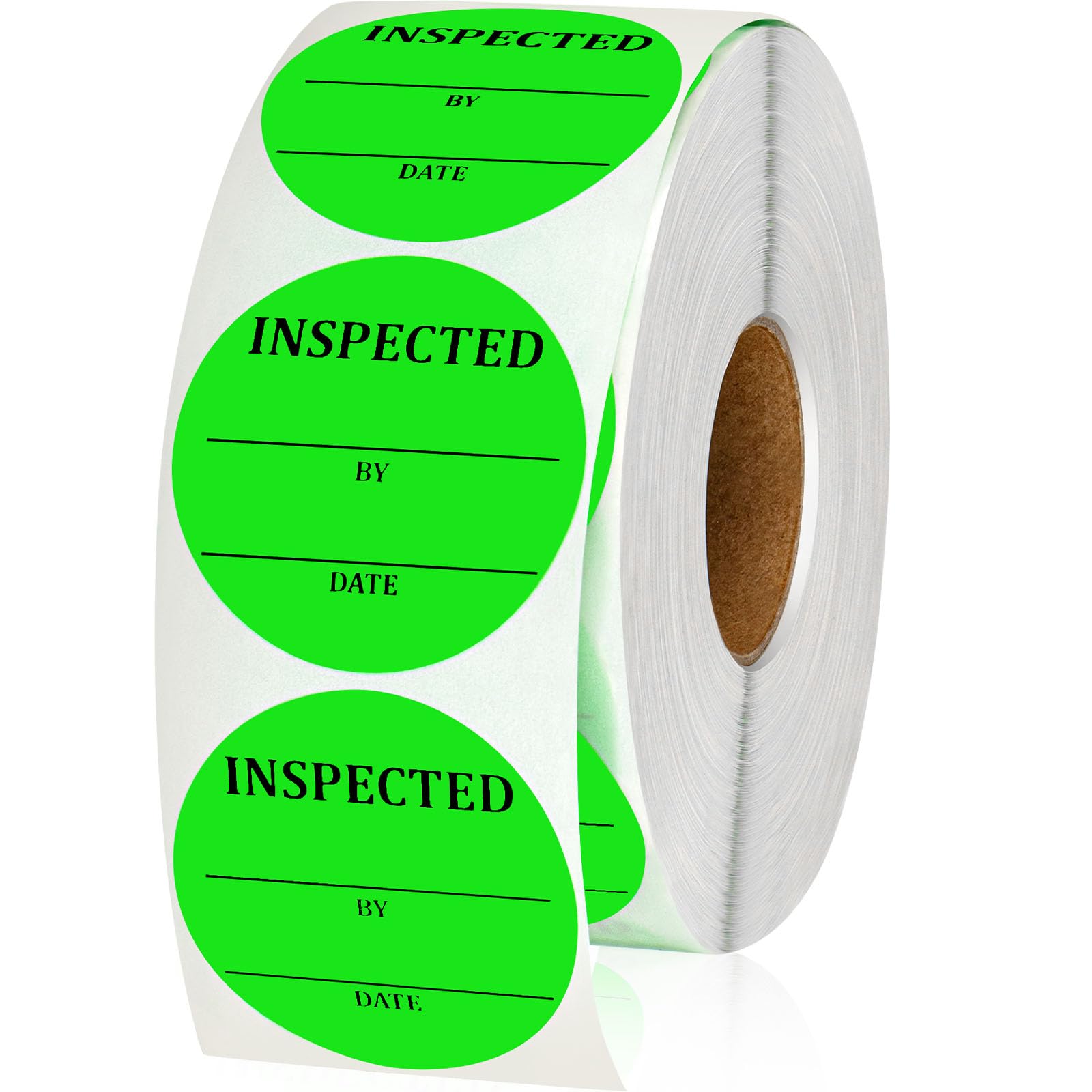 Gueevin 1000 Pcs Circle Inventory Labels QC Passed 2" Quality Control Inspected By Inventory Stickers Fluorescent Green Label Writable Handling for