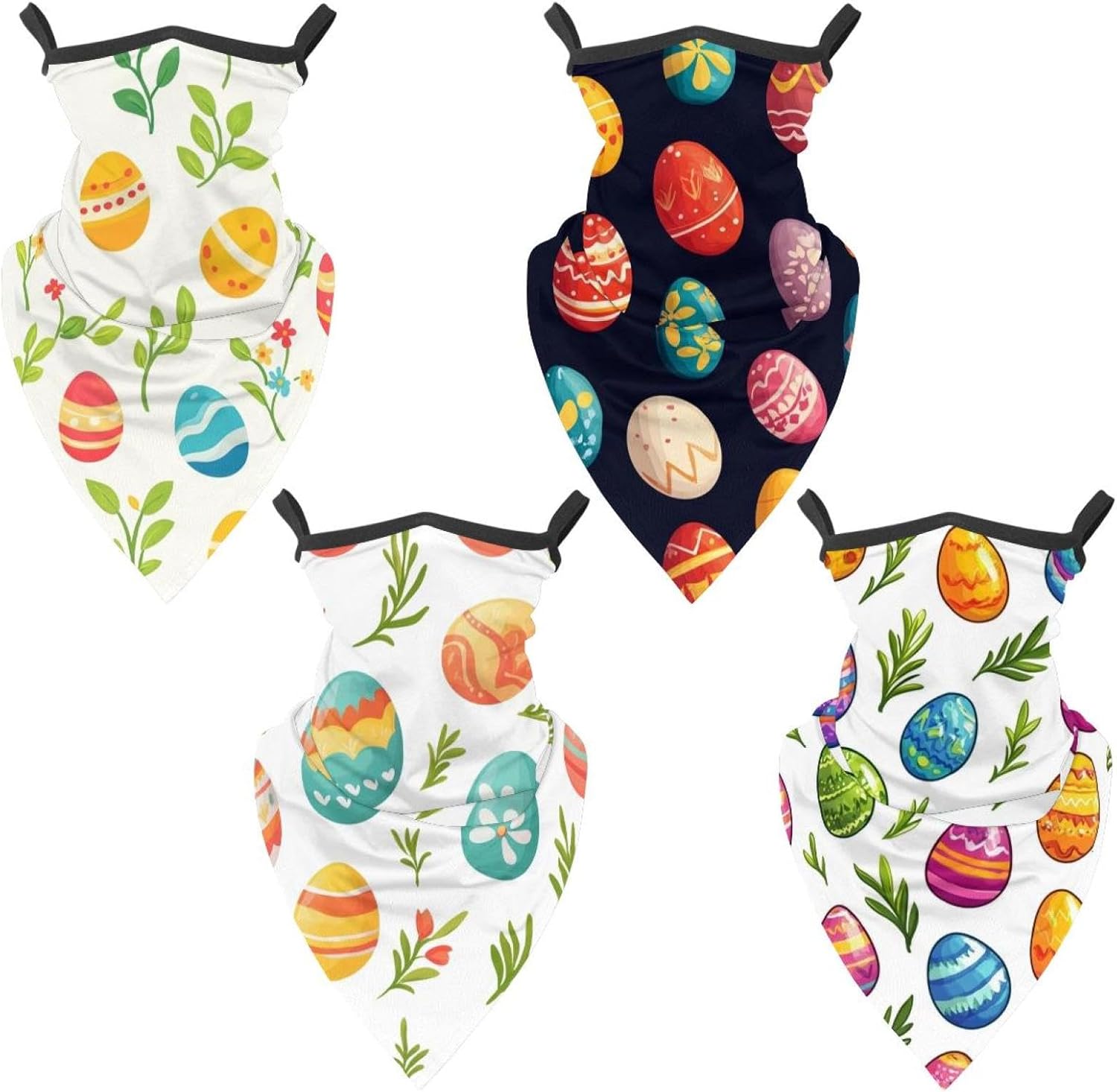 4 Pieces Easter Painted Eggs Neck Gaiter Bandana Face Mask, Sun Cooling Scarf Gator Cover Head for Men Women