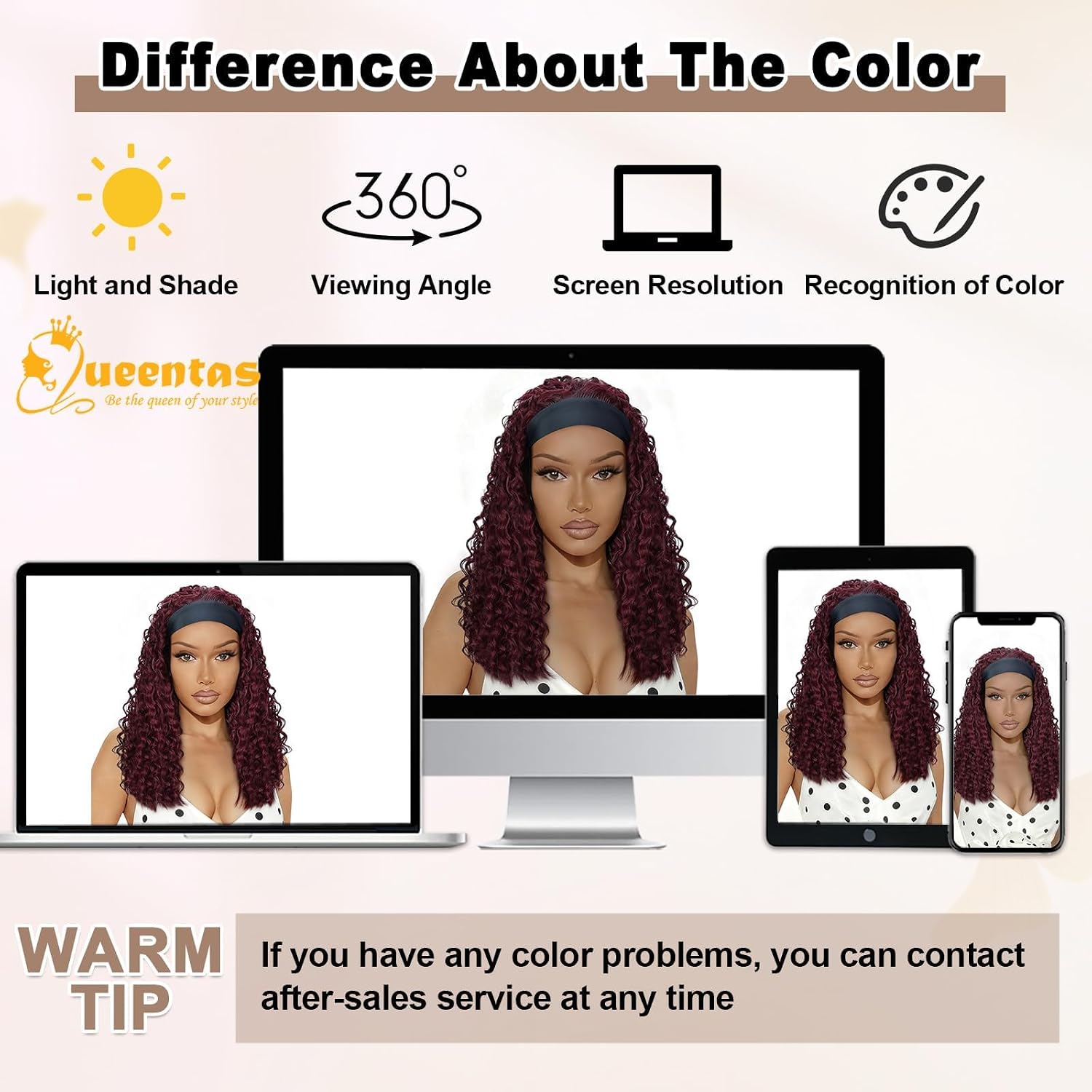 QUEENTAS 16 Inch Deep Wave Curly Headband Wig, #99J Red Wine Burgundy Hair for Black Women, Glueless Wear and Go Beginner-Friendly Synthetic Bob Wig for Daily Use
