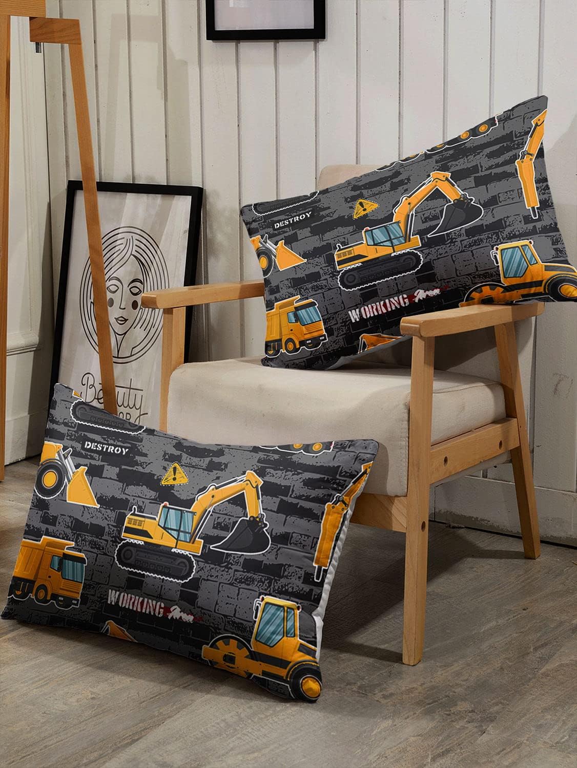 Kids Engineering Car Bedding Comforter Set Tractor Truck Printed Pattern Bedding Set with 1 Comforter and 2 Pillowcases for Boys Bedroom All Season(Truck2 Twin), Twin 68x86inches - Image 6
