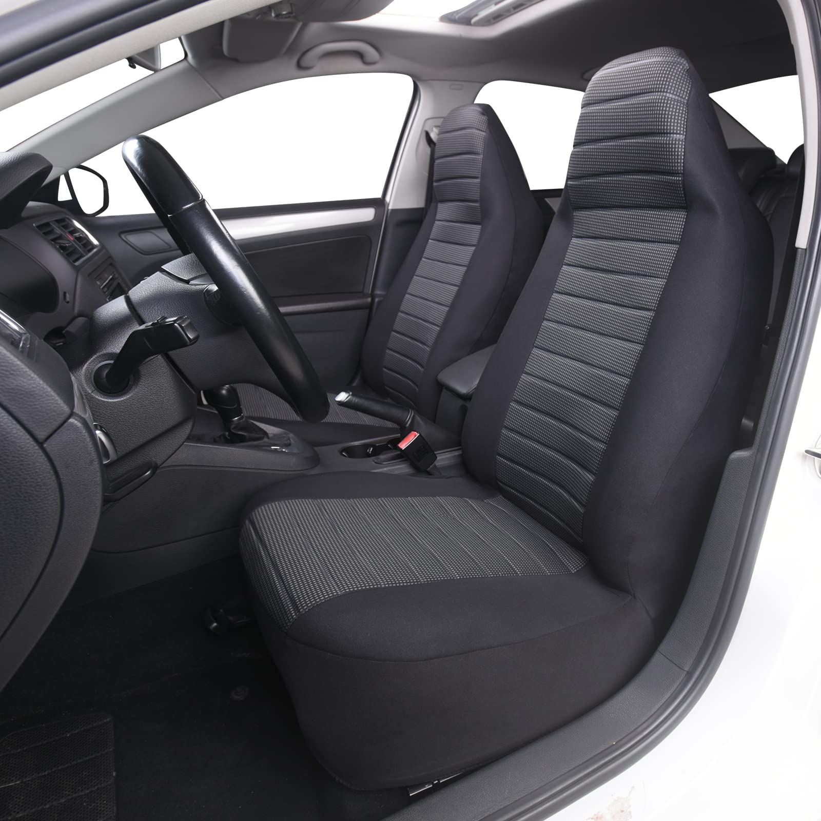 Coprisedili Anteriori Universali in Tessuto Con Schienale Alto Grigio per Auto Van SUV