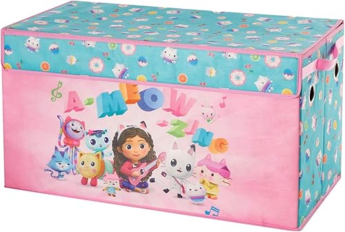Idea Nuova Gabbys Dollhouse - Baúl plegable de almacenamiento para niños, duradero con tapa suave, 28.5 x 14.5 x 16 pulgadas