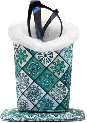 Face Shadow Plush Lined Eyeglass Holder Stand with Magnetic Base Anti-scratch Protective Glasses Holder Case for Nightstand