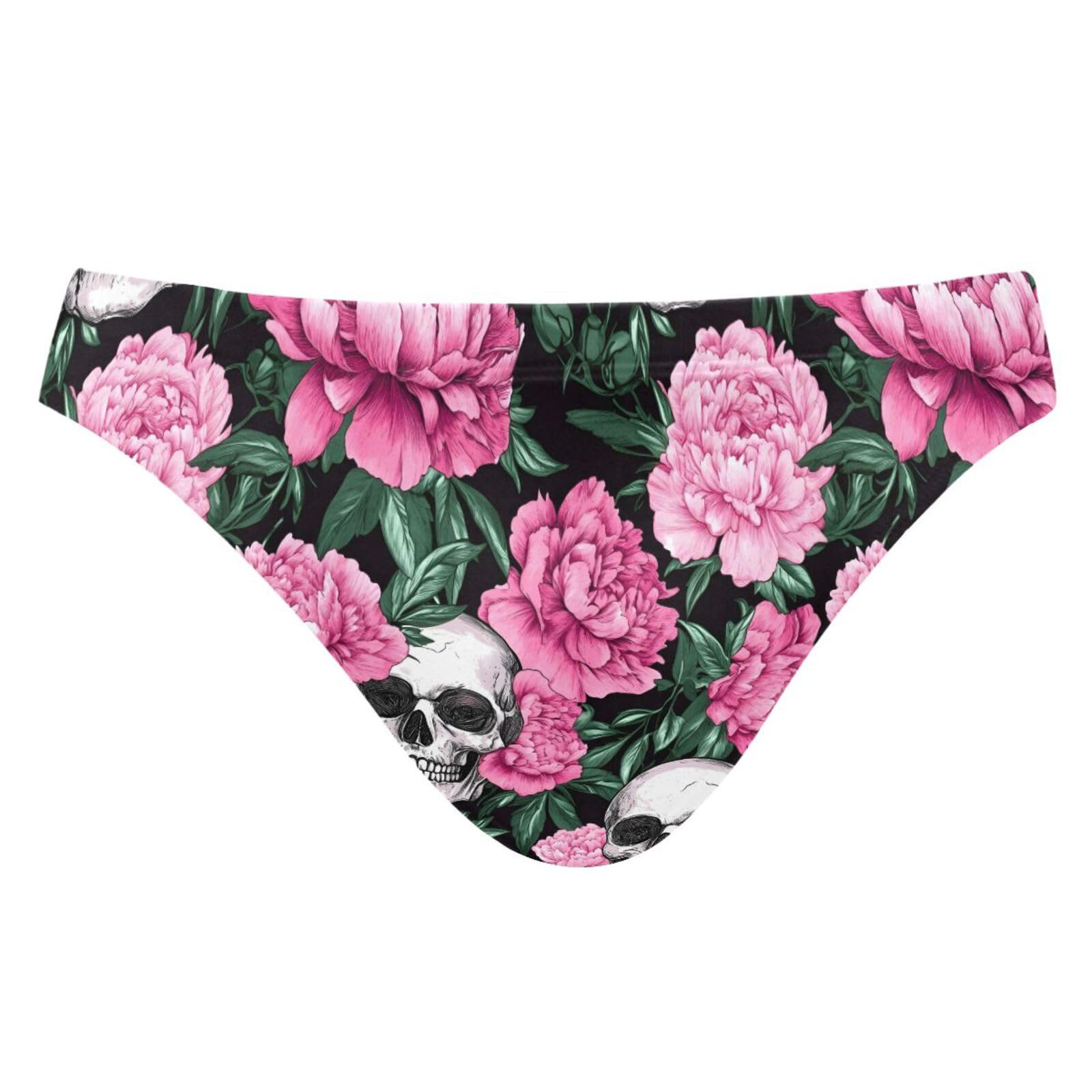 UMIRIKO Men's Gothic Skull Pink Flower Bikini Swimsuits Swim Trunks M 202b8510
