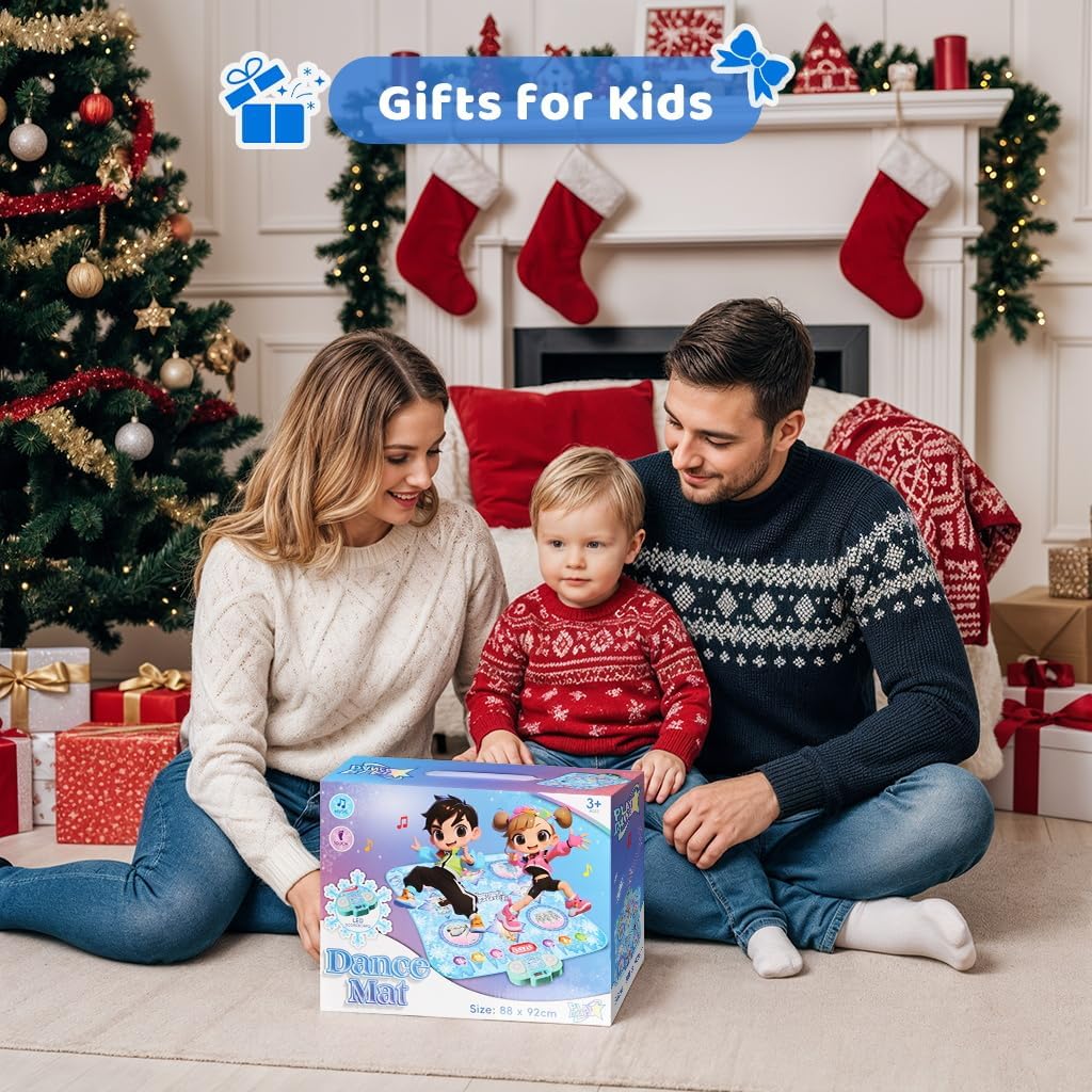 Dance Mat Toys - 8-Button Frozen Toys for Girls Electronic Dance Pad with 5 Game Modes, Touch Sensitive Kids Musical Mat Toy Christmas & Birthday Gift for 3 4 5 6 7 8 9 10+ Years Old Girls(Blue) - Image 7