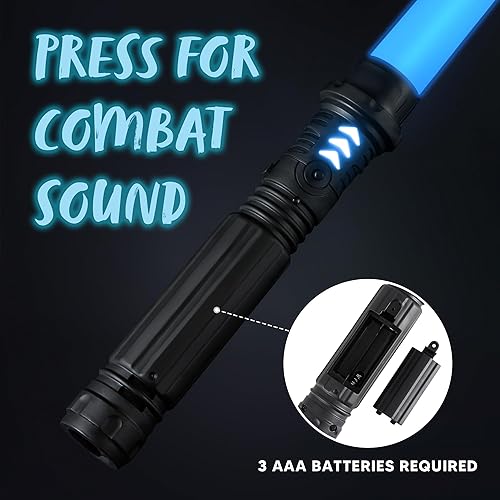 Miniatura 4 de JOYIN Espada LED extensible 2 en 1 mango negro, 2 piezas, espadas iluminadas con sonido sensible al movimiento, disfraz de Halloween, suministros de