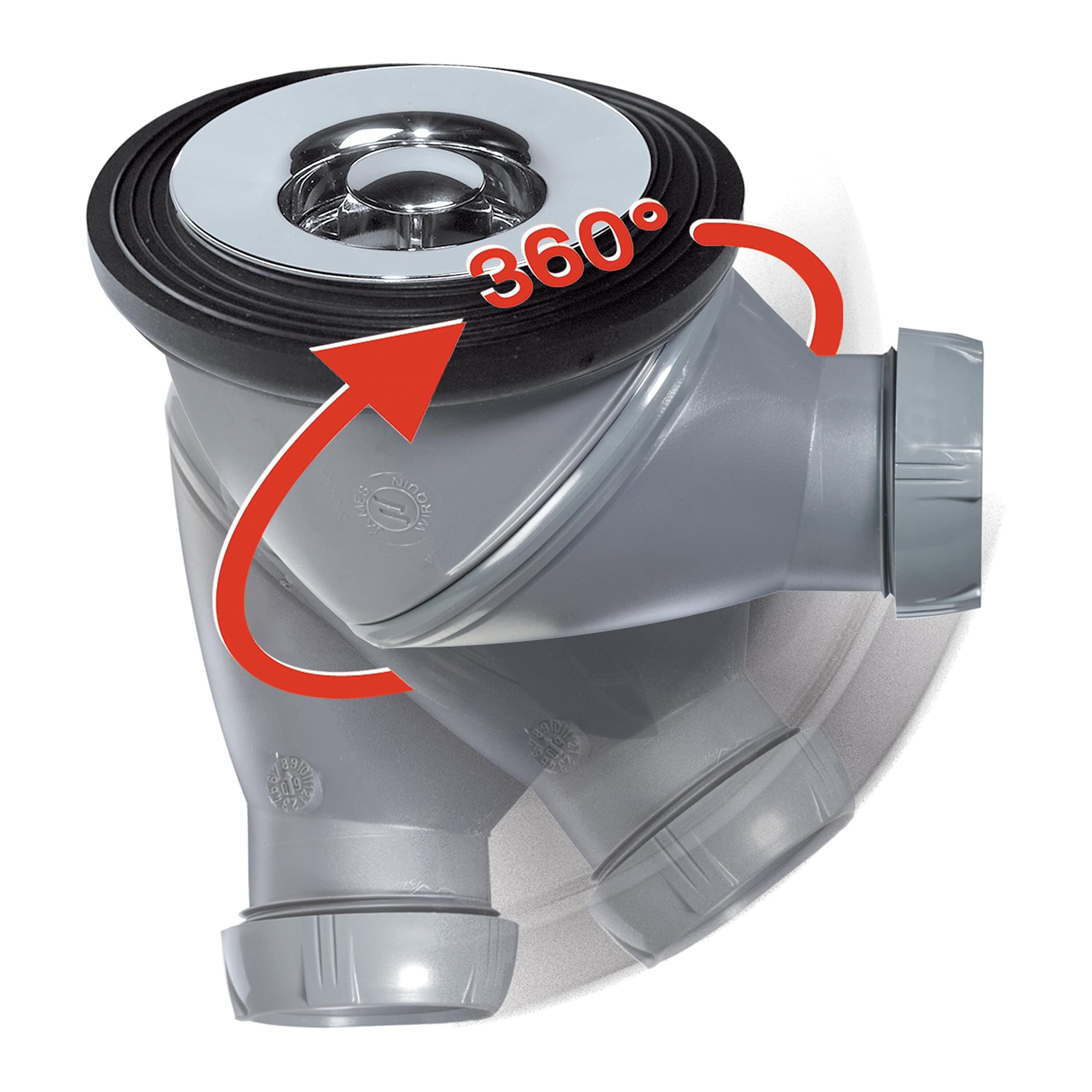 Wirquin James 30724226 - Piletta multidirezionale per doccia, Ø60, cromata con griglia ABS e uscita Ø40