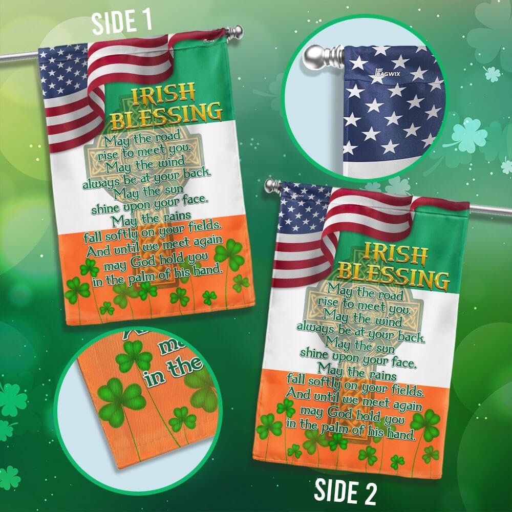 American Flag-Irish Blessing Celtic Cross St. Patrick's Day Flag MLN2564F, Garden Flag (11.5" x 17.5")-USA Flags Premium Polyester-Decorative Indoor Outdoor Flag
