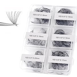 FADLASH Premade Fans Eyelash Extensions 300pcs 10D Premade Lash Fans D Curl Pre Made Fans Lash Extensions Volume Eyelash Extensions Premade Eyelash Fans Loose Fans (10D-0.07D-15-20mm)