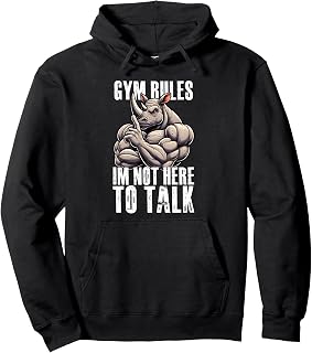 Bodybuilding Workout Gym Men Fitness Rhino With Muscles Pullover Hoodie