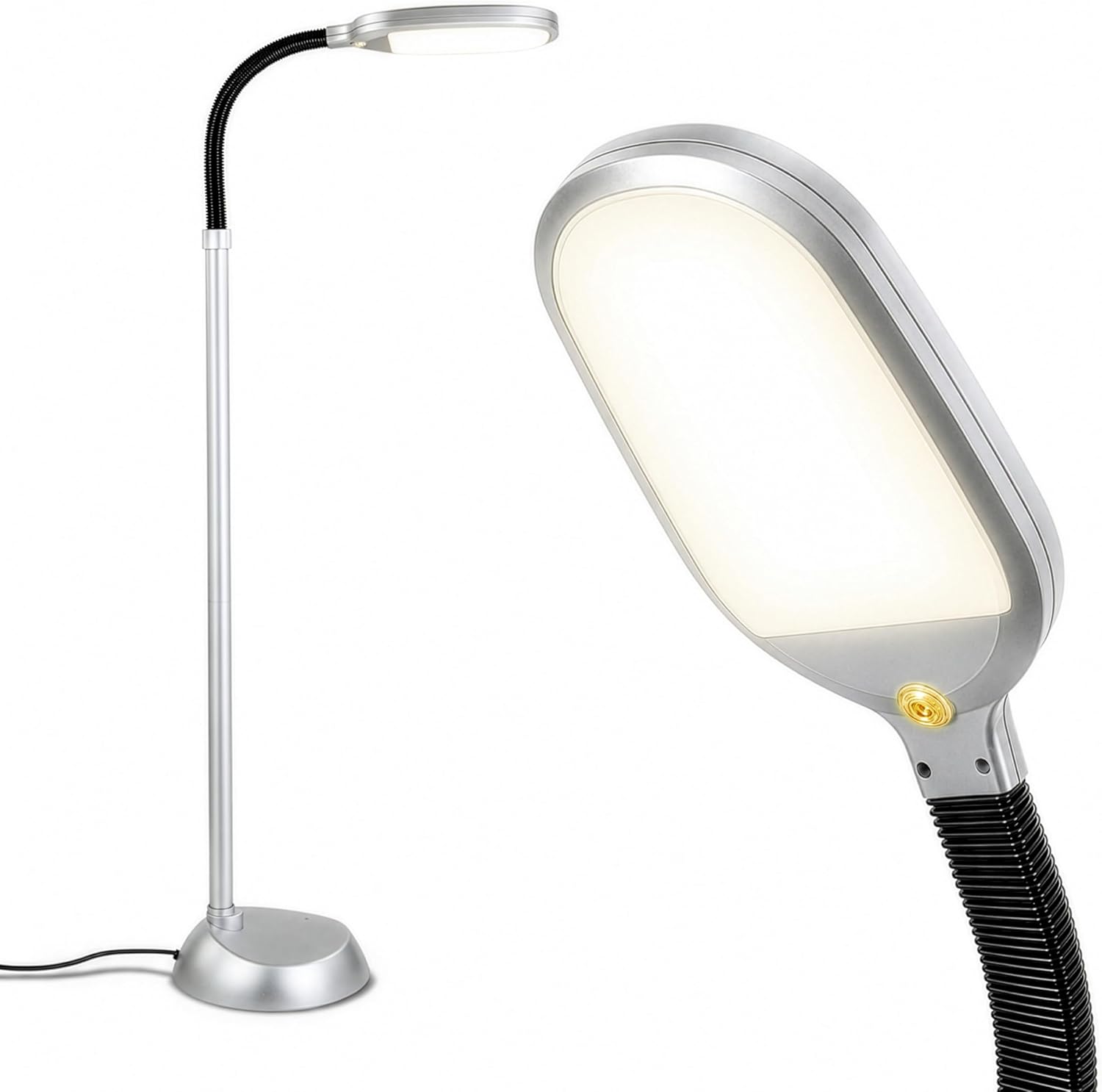 Litespan - Bright LED Floor Reading Lamp for Over Chair Crafts and Reading, Estheticians' Light for Lash Extensions, Adjustable Standing Lamp for Living Room, Bedroom, Office - Olive Green thumbnail