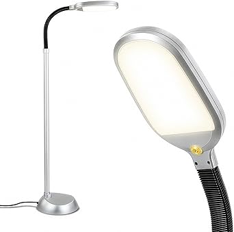 Brightech Litespan Titanium Silver LED Floor Reading Lamp, Energy Efficient, Adjustable Standing, 850-950 Lumens, 12W,
