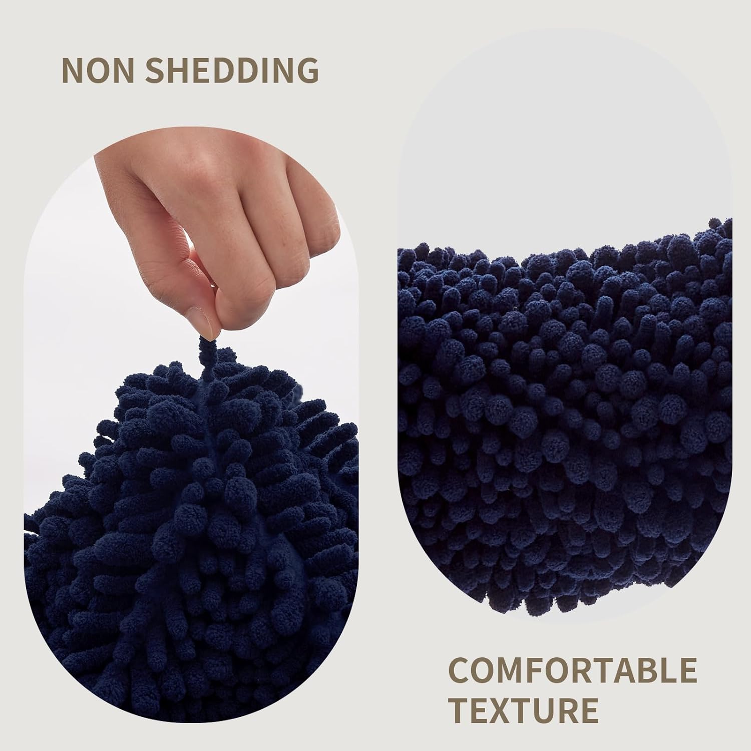 Bathroom Rugs Non Slip Washable 36x24, Extra Thick Soft Chenille Absorbent Bath Mat, High Density Barrier Non Slip Backing, Quick Dry Plush Shaggy Floor Carpet for Tub&Shower, Navy