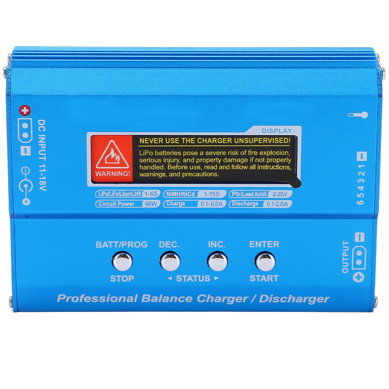 VGEBY Descargador de Cargador de Equilibrio de Batería LiPo de 60W 6A, Pequeña y Potente Estación de Carga Multifuncional con Medición de Temperatura, para Baterías LiPo Life LiIon
