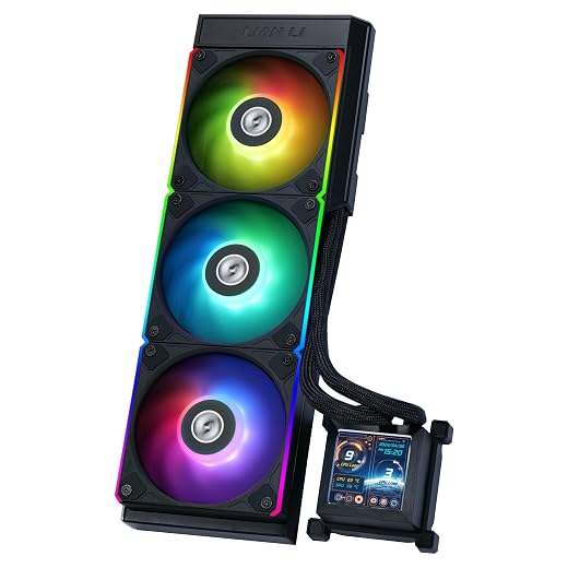 Lian Li Hydroshift 360 AIO - Pre-Installed 3 x ARGB Fans - Side-Mounted Coolant Pathway - 2.88” LCD Screen - 480 × 480 Resolution - Captured Screenshots or Recorded Videos - Black (HSLCD36RB)