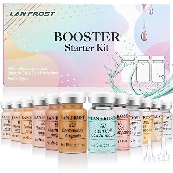 Facial Booster Starter Kit Hydration Serum Foundation Skincare Mix 0.27oz Hydration Ampoule and Essence Foundation 12 VialsPigment Skincare Kit Multicolor