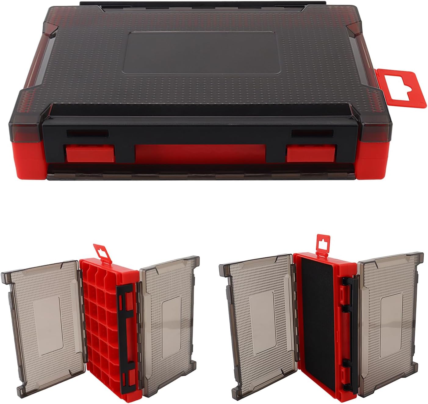 Fishing Accessories Storage Box, Double Sided Tackle Boxes Hook Organizer, Fishing Lure Case for Lure Bait Accessories (Red)