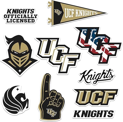 University of Central Florida - Juego de 9 calcomanías de vinilo grandes de lujo de 9 quilates, para laptop, botella de agua, álbumes de recortes,