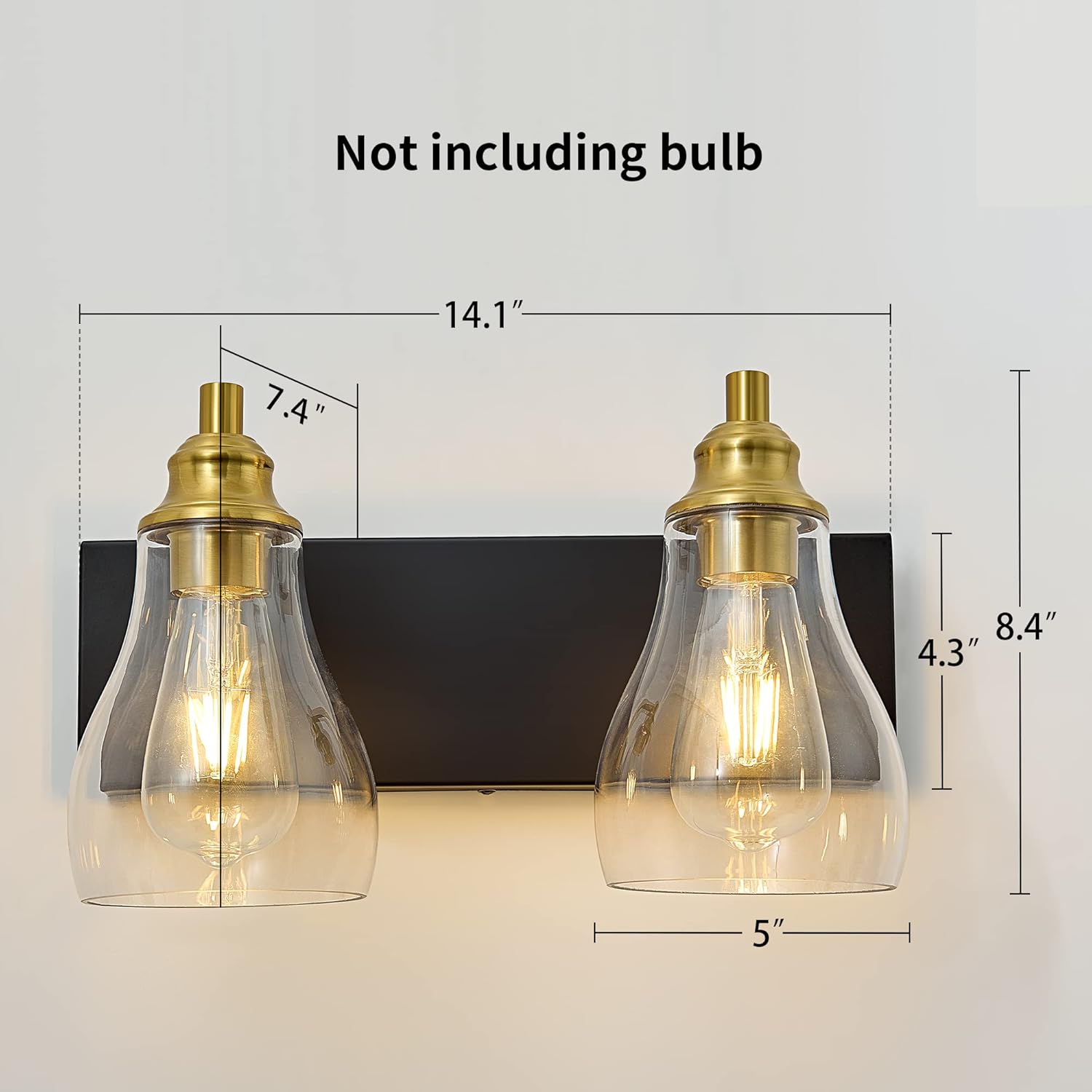 Bathroom Light Fixtures Over Mirror, 2 Light Bathroom Vanity Light with Brushed Gold and Matte Black Finish, Industrial Wall Sconce for Bedroom, Living Room and Proch