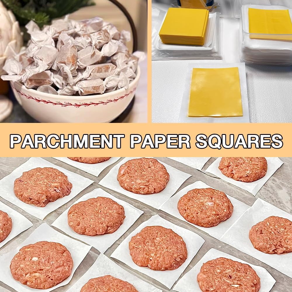 600Pcs 4 Inch Parchment Paper Squares, Small Hamburger Patty Paper
