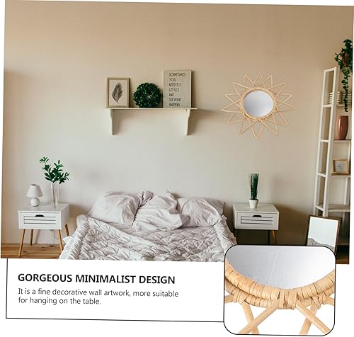 Miniatura 9 de Cabilock Espejo decorativo de ratán, decoración de arte innovadora, espejo redondo de mimbre, espejo tejido de ratán, espejo de pared de tocador