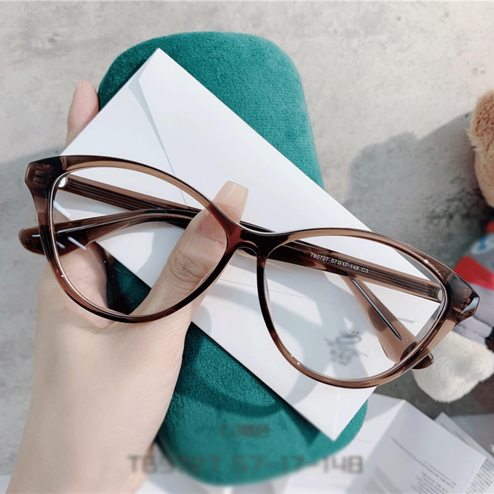 Monturas de Gafas Grandes a la Moda con Almohadillas for la Nariz, Gafas for Ordenador TR90, Gafas sin Receta, Lentes de PC Muy Transparentes(Matte Black)