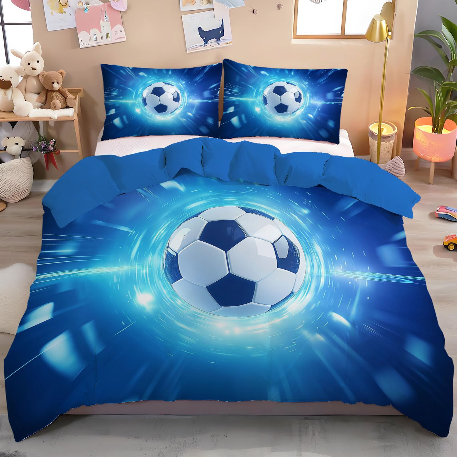 Housse de couette football futuriste pour relooker la chambre d'un adolescent passionné