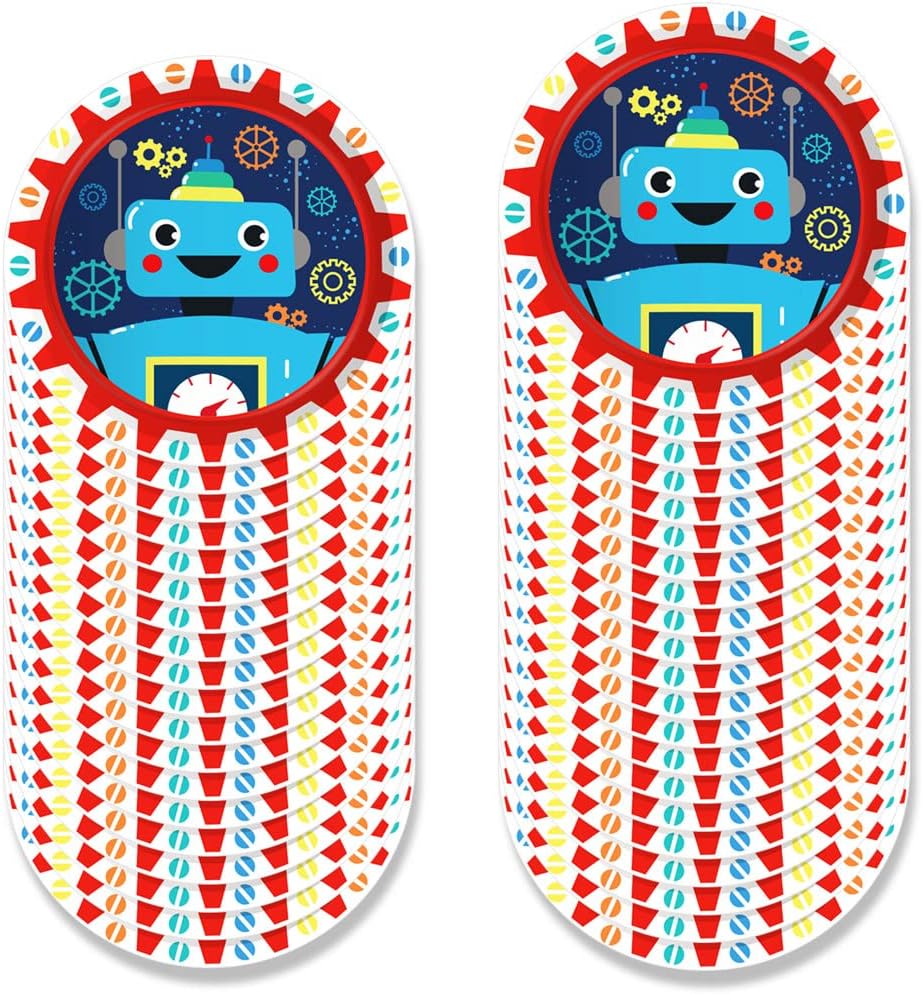 Robot Birthday Party Supplies Decorations Set Serves 8 Guests Including Plates Napkins Cups Forks Spoons Knives,Tablecloth,Banner Balloons Set for Kids Boy Robot Gear Party Decorations