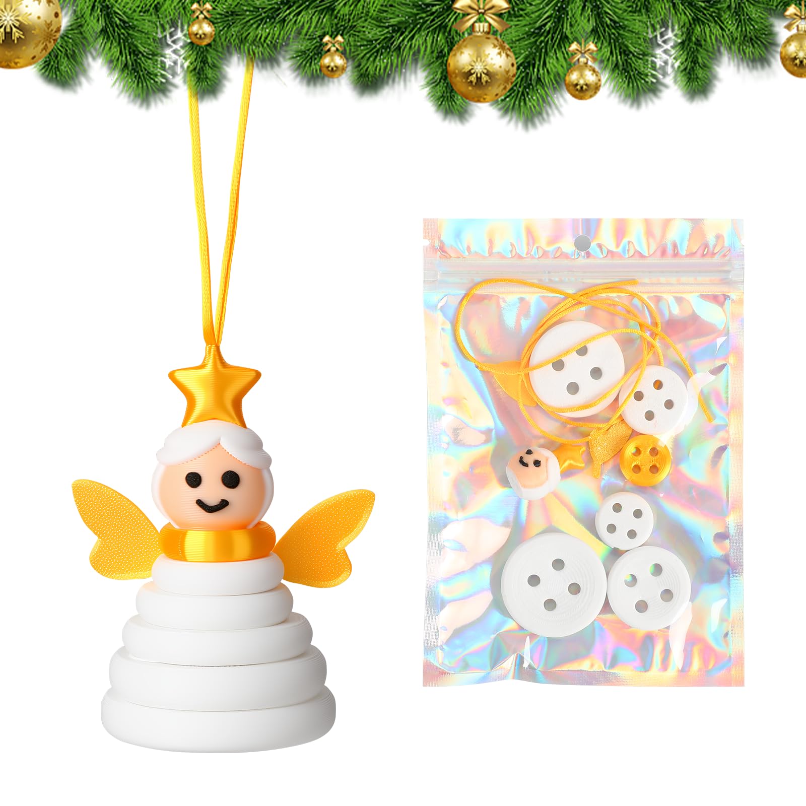 Faneswalk DIY Christmas Button Ornament Making Set,Craft Buttons Kit with Christmas Snowman