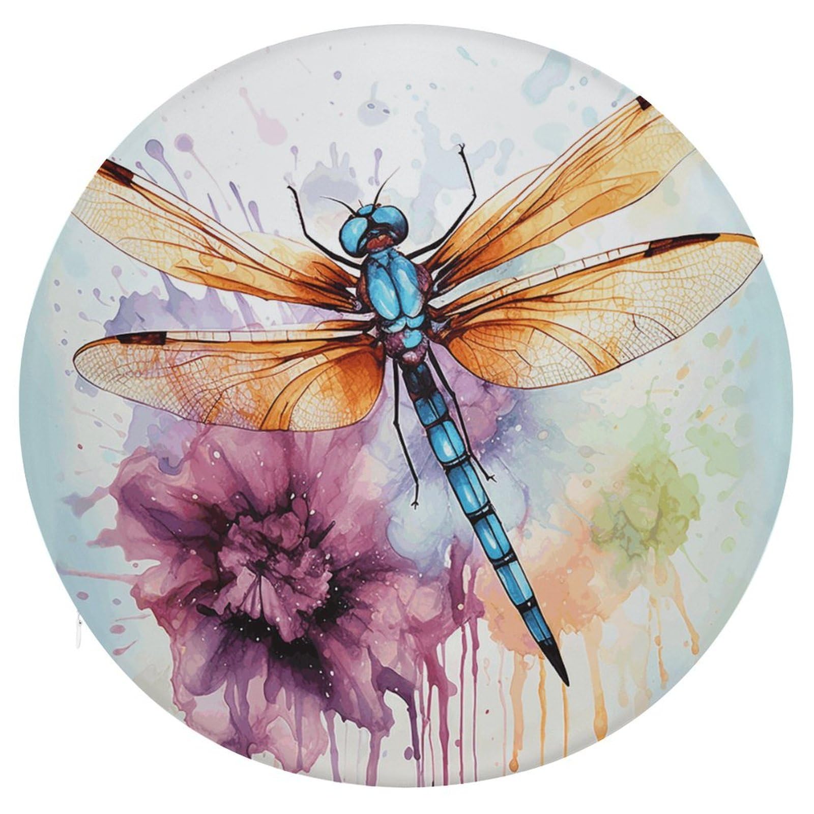 Coussin respirant et solide libellule aquarelle, assise super confortable pour adultes