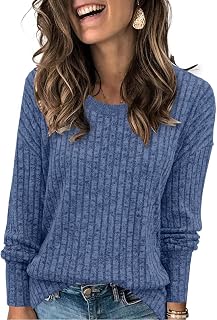 Womens Sweaters Dressy Casual Crewneck Long Sleeve Shirts Loose Fall Fashion Sweatshirts