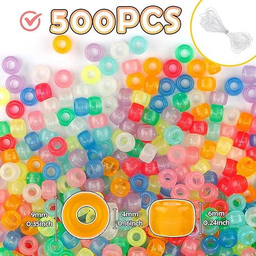 Miniatura 2 de 500 cuentas de poni, cuentas para pulseras, cuentas que brillan en la oscuridad, cuentas para hacer joyas, kit de pulseras de cuentas, cuentas para