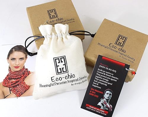 Miniatura 3 de SIlver Aretes colgantes rojos hechos a mano L 1 pulgada con buena suerte, amor de prosperidad, cuentas de semillas curativas Huayruro Regalos
