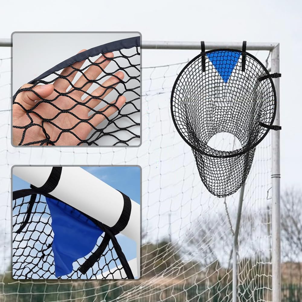 2 Pezzi Rete da Calcio Porta Rete Portatile per Allenamento da Giardino con Cinghie Regolabili (55CM)