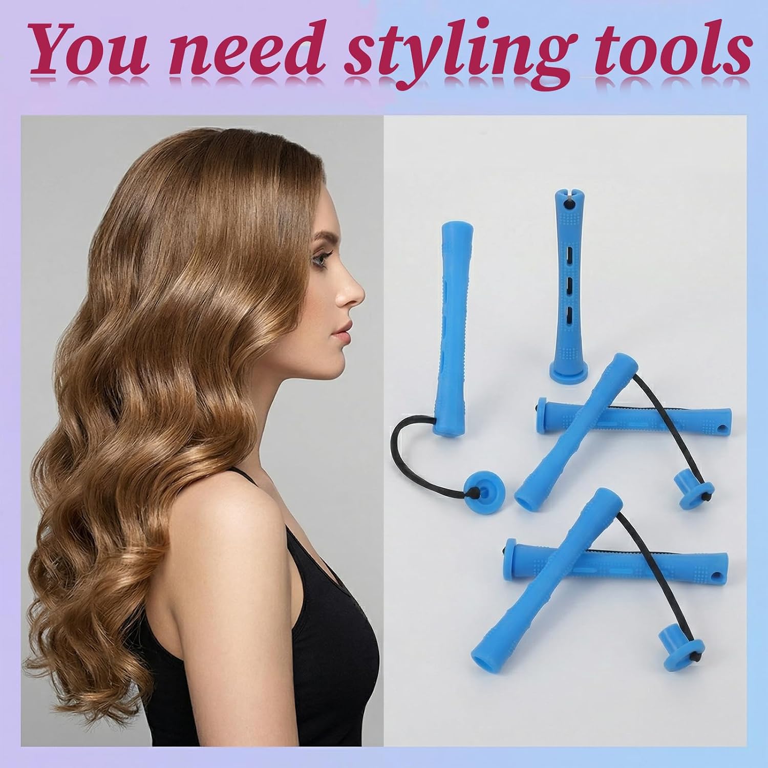 Small Perm Rods, 24 PCS Plastic Perm Rods for Short Hair Perming Hair Rollers Cold Wave Heatless Curling Rollers Perms Curling Rod Hairdressing Styling for Long Short Waves Curls, Blue(0.35 Inches)