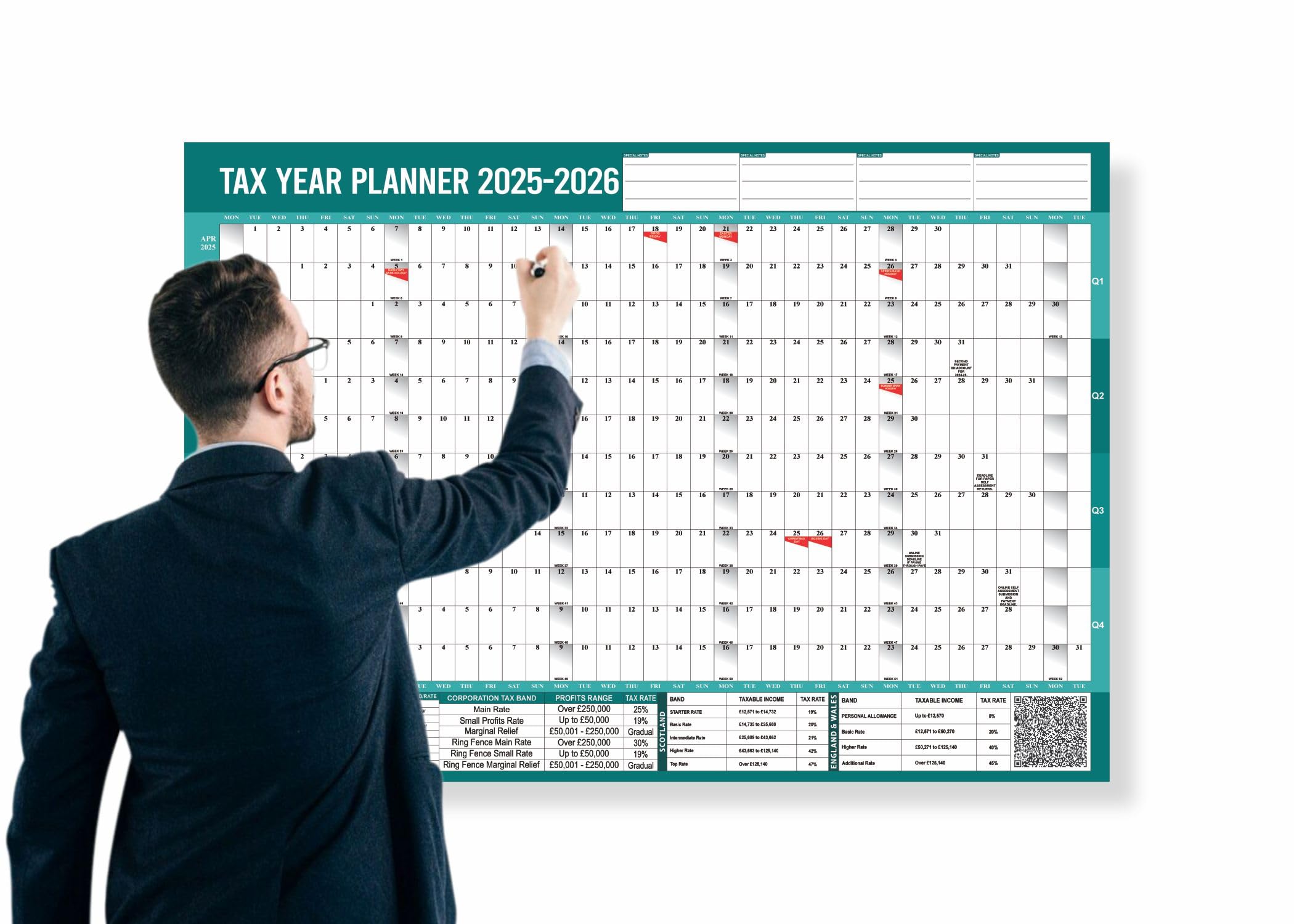 2025 2026 Financial Year Fiscal Year Tax Year Wall Planner A1 Size April 2025 to March 2026 Wall Chart Full Year to View Calendar Home Office Work School