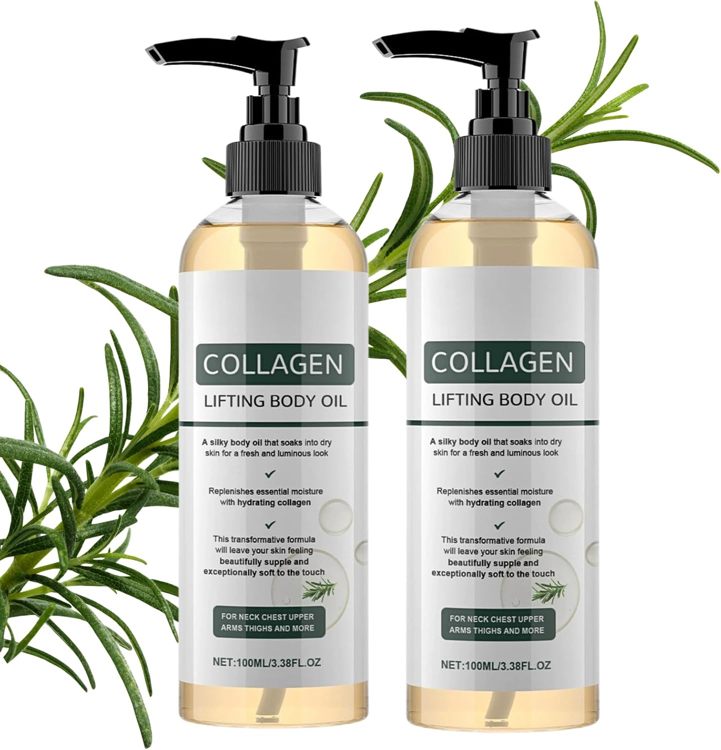 2PCS Collagen Lifting Body Oil – Firming & Tightening Body Oil – Massage Oils for Scars, Wrinkles, and Stretch Marks, Moisturising Body Oils for Women, After-Shower Skin Care & Crepey Skin Soothing