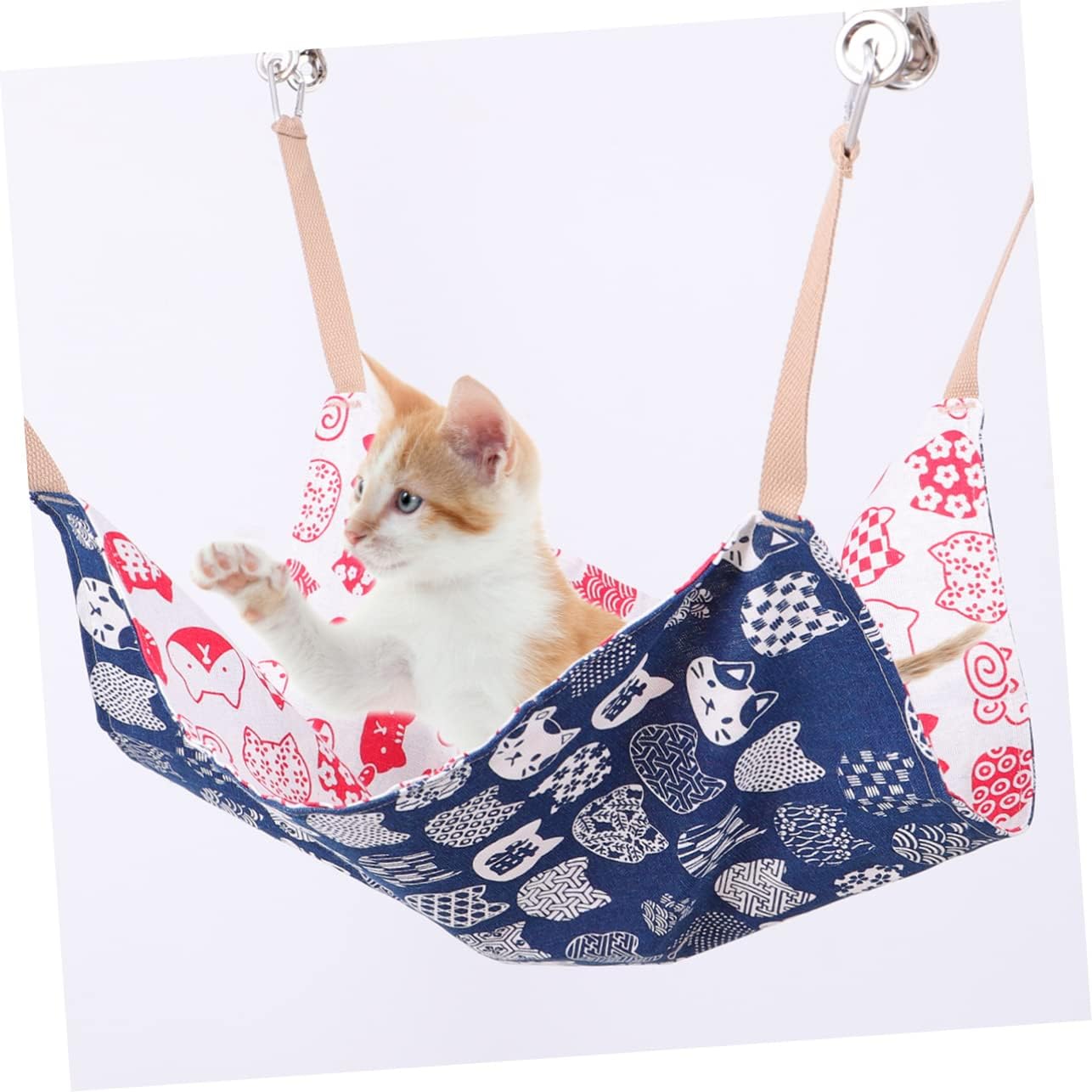 review DOITOOL 2 Pcs Cat Hammock Pet Cat Window Perch Large Cat Cage Cat Window Shelf Hamster Cage Hammock Macrame Hammock Rabbit Cage Hammock Cats Bed Cat Bed Cotton Linen Cattery Multicolor