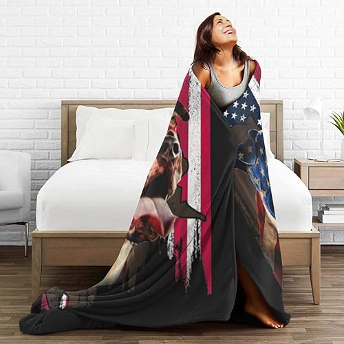 Miniatura 5 de Manta de franela de forro polar con bandera estadounidense, perro Pit Bull divertida para el hogar, mantas suaves para niños y adultos, bebé, perro
