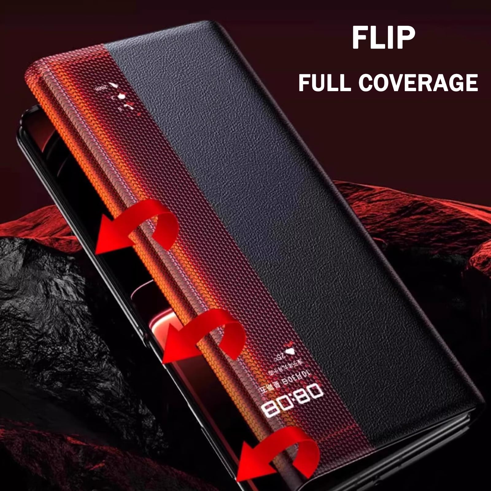 Pokrowiec na Huawei Mate XT, magnetyczne zamknięcie otwierane etui z prawdziwej skóry z funkcją inteligentnego widoku okna luksusowa biznesowa podpórka Shell, czarny, Mate XT