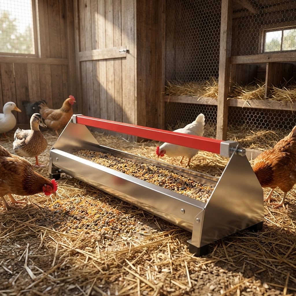 Suinga Comedero gallinas Chapa galvanizada | 122x19x19,5 cm | Resistente a la corrosión | Uso Exterior | Fácil Limpieza