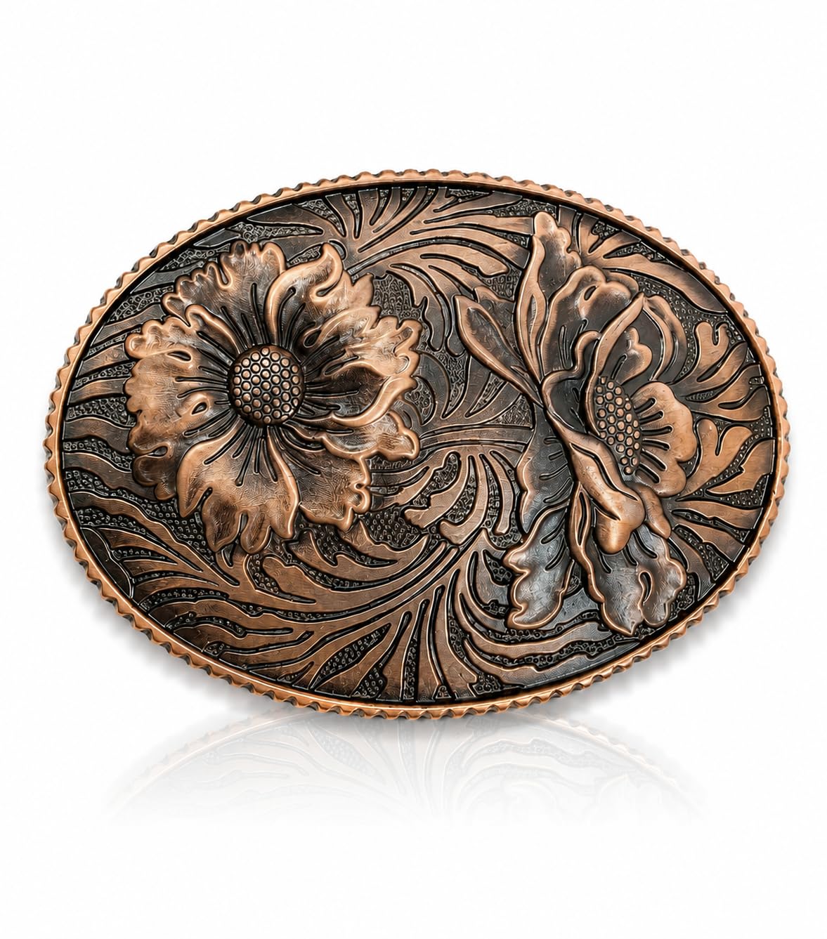 Vintage Floral Oval Belt Buckle for Men & Women | Copper Antique Finish Zinc Alloy Buckle | Western Cowboy Engraved Replacement Belt Buckle | Decorative Fashion Accessory-image-41