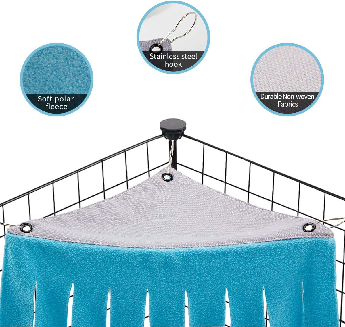 MEWTOGO 2 Pack Small Pets Hideaway Corner-Guinea Pig Hideaway Corner House Toy Cage for Guinea Pig Hamster Chinchilla Rabbit and Other Small Pet(Grey and Blue)
