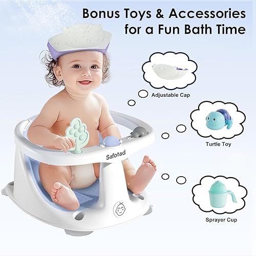 Vista 6 de Asiento de Baño para Bebés de 6 Meses y Más, Asiento de Bañera de Seguridad, Asiento de Baño para Sentarse para Artículos Esenciales de Baño