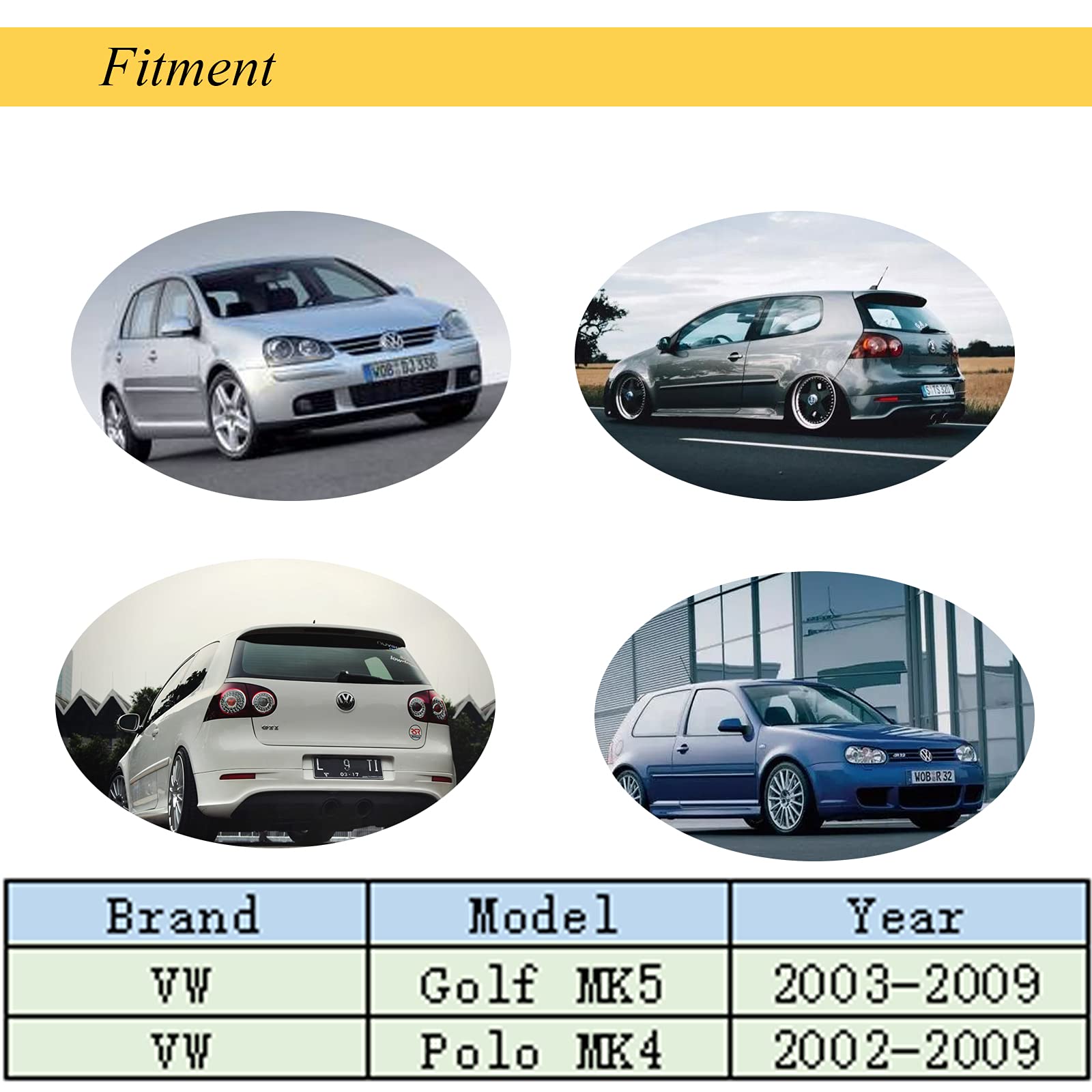 Tylne wycieraczki do Golf 5, ramię wycieraczki do Polo MK4, zamiennik do VW Polo MK4 2002-2009, VW Golf MK5 2003-2009, czyszczenie tylnej szyby z naturalnej gumy na wszystkie pory roku